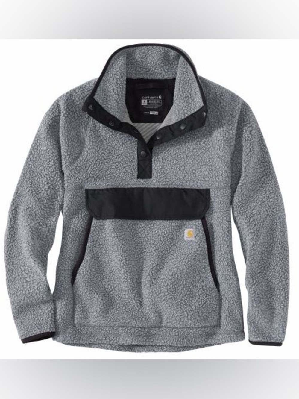 Carhartt sz M Women's Fleece Quarter Snap Front Jacket Grey IMPERFECT